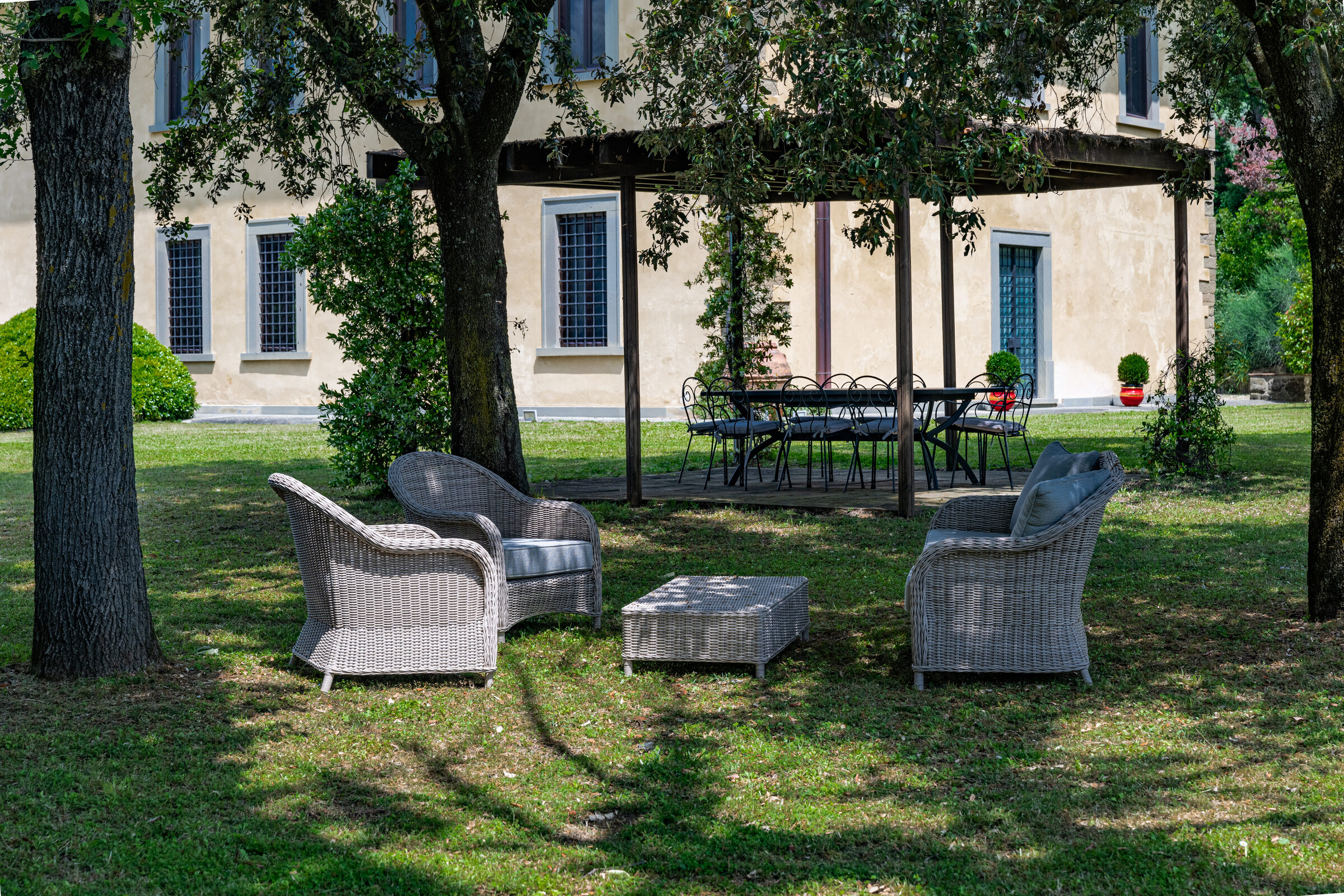 Outdoor pergola and dining area