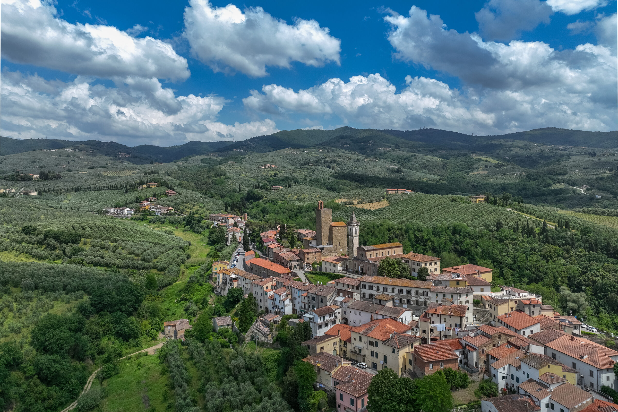 Aerial view of Vinci village